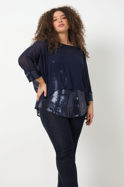 Oversized voile and sequin T-shirt