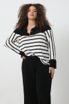 Striped knit tshirt with lurex and crepe