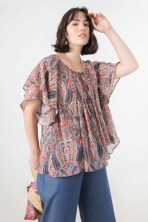 Blouse en voile imprimé