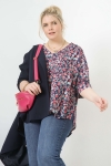 V-neck printed blouse in eco-responsible material