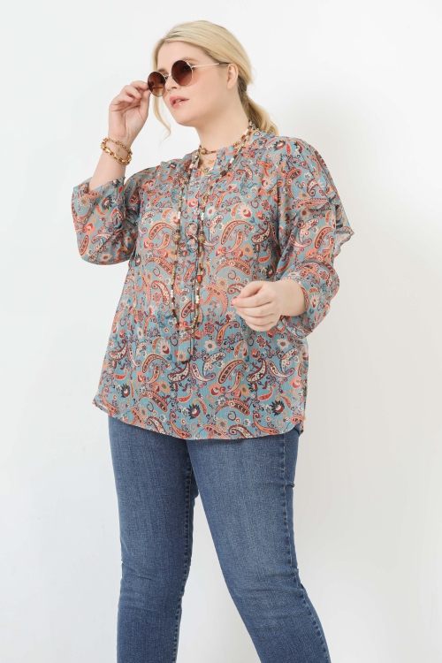 Blouse en voile imprimée avec top en voile éco-responsable