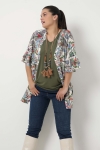 Printed shirt with ruffled sleeves eco-responsible material