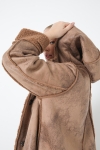 Vegan shearling hooded coat