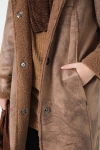 Vegan shearling hooded coat