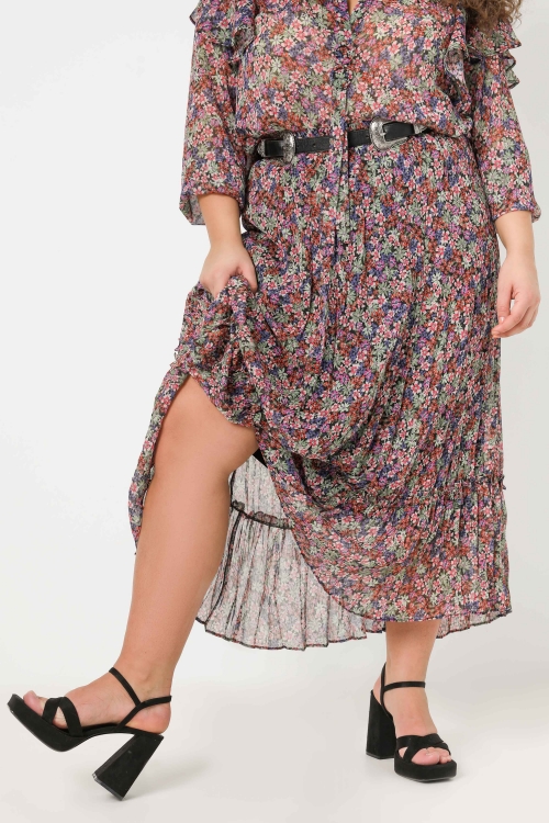 pleated skirt in veil printed with éco-responsable fabric (shipping February 15/20)