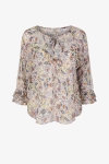 Printed voile blouse with plain top