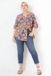 Printed shirt with ruffled sleeves eco-responsible material