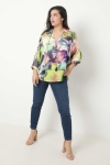 Eco-responsible printed overlay blouse