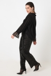 Sequined mesh lined pants