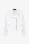 Veste style biker en jeans blanc