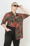 A-line floral print voile shirt