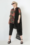 A-line floral print voile shirt