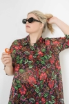 A-line floral print voile shirt