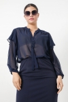 Plain voile blouse with tone/tone rings