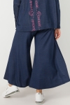 Denim-effect knit culotte pants