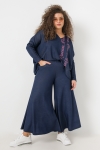 Denim-effect knit culotte pants