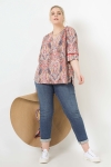 Eco-responsible fabric V-neck printed blouse