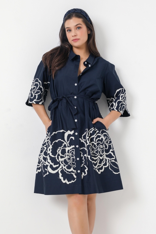 shirt dress with placed design