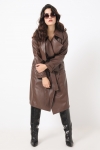 Manteau Trench long  en cuir végan