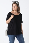 Wide neckline lace T-shirt