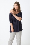 Wide neckline lace T-shirt