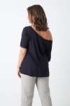 Wide neckline lace T-shirt