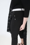 Plain stretch cropped trousers with polka dot belt