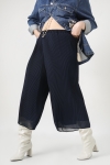 Pantalon style jupe culotte plissée unie