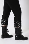 Pantalon 7/8 en bengaline avec revers a pois