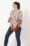 Blouse en imprimé avec galon aux manches