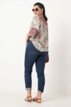Printed blouse with braid on the sleeves