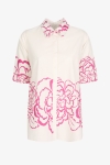A-line cotton shirt with a placed design