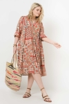 V-neck printed mid-length dress