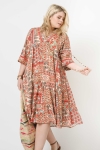 V-neck printed mid-length dress