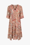 V-neck printed mid-length dress