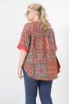 Printed blouse with macramé braid