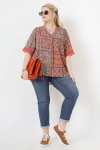 Printed blouse with macramé braid