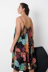 Mid-length printed dress with straps