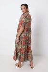 Long dress in printed fibranne