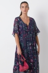 Mid-length dress in printed voile