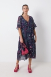 Mid-length dress in printed voile