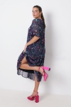 Mid-length dress in printed voile