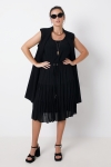 Plain voile pleated skirt with ruffles