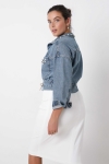 Short denim jacket with pearls