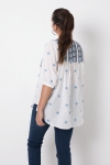 Embroidered blouse with plastron