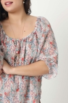 Printed voile blouse with fancy necklace