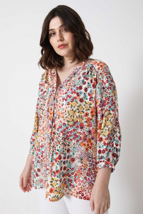 Chemise en viscose imprimée fleurie