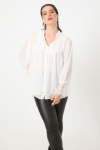 Plain voile shirt with lace bib