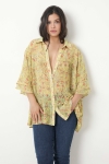 Pleated shirt in printed voile