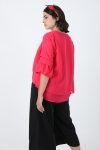 Blouse trapeze superposee en voile uni